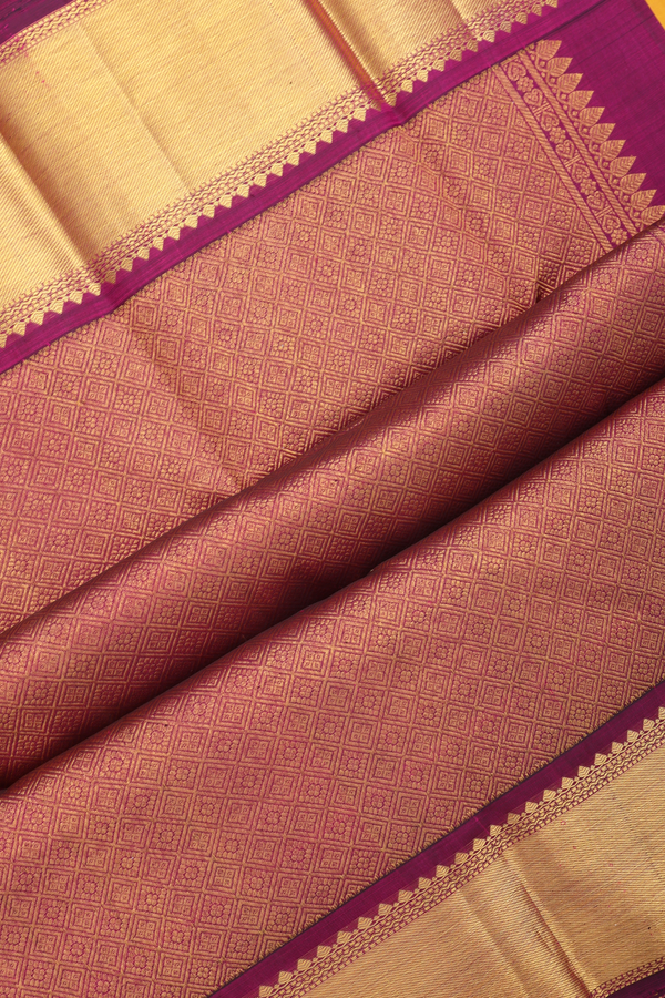 Kanchipuram Silk Saree In Yellow With Twill Weave Border