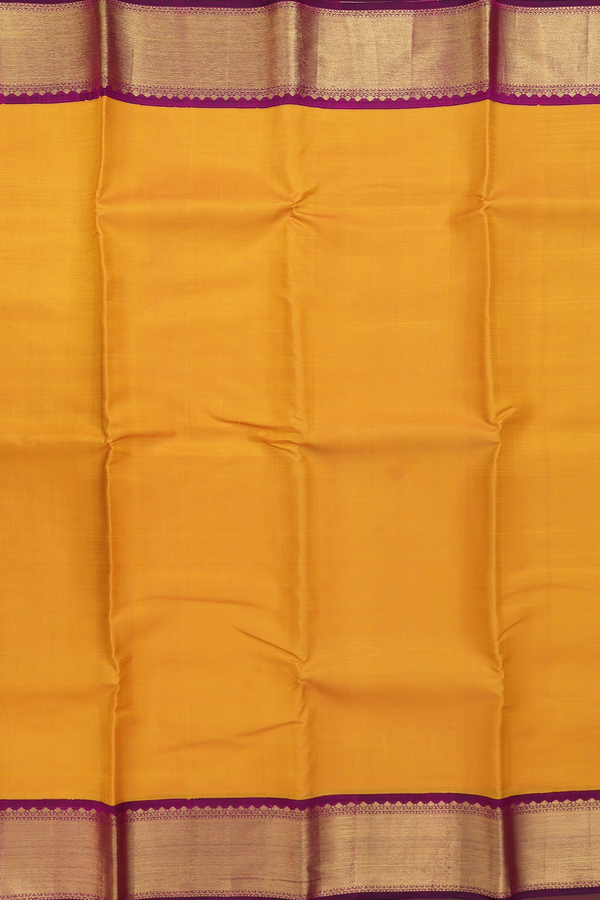 Kanchipuram Silk Saree In Yellow With Twill Weave Border