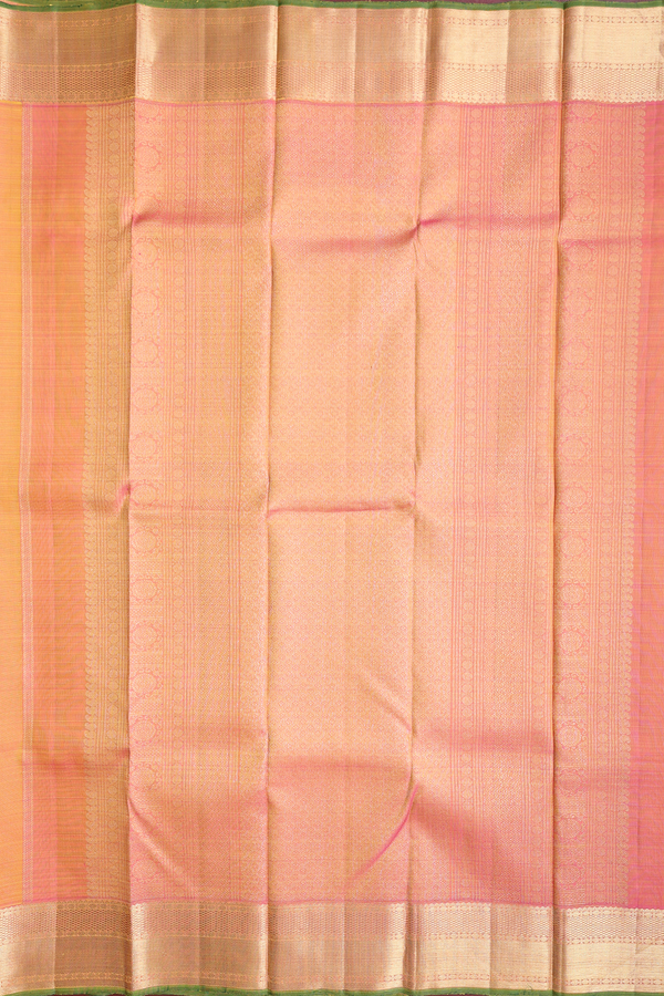 Kanchipuram Silk Saree In Yellow With Zari Buttas