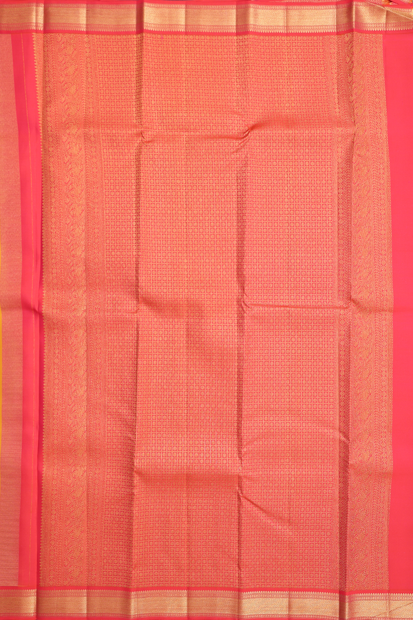 Kanchipuram Silk Saree In Yellow With Zari Buttas