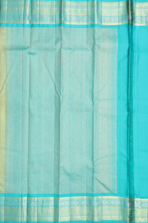 Kanchipuram Silk Saree In Yellow With Zari Buttas