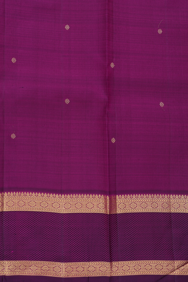 Kanchipuram Silk Saree In Yellow With Zari Buttas