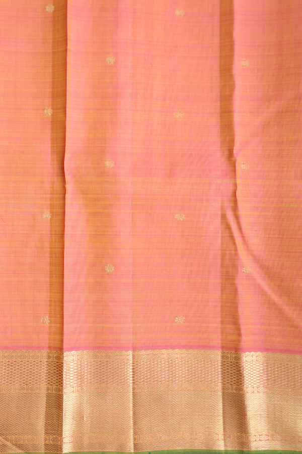 Kanchipuram Silk Saree In Yellow With Zari Buttas