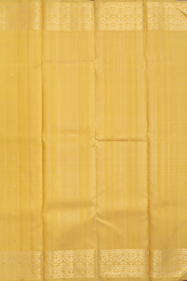 Kanchipuram Silk Saree In Yellow With Zari Buttis