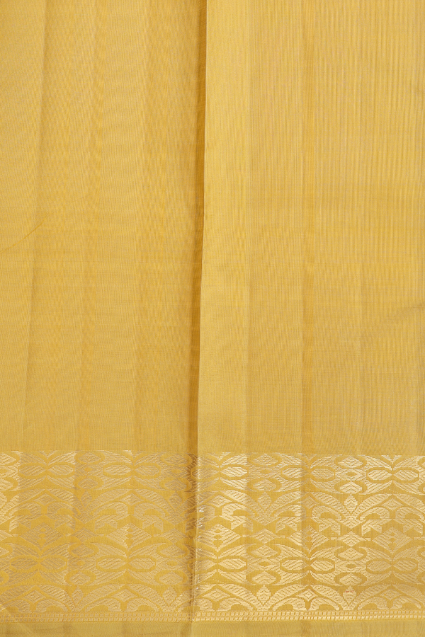 Kanchipuram Silk Saree In Yellow With Zari Buttis