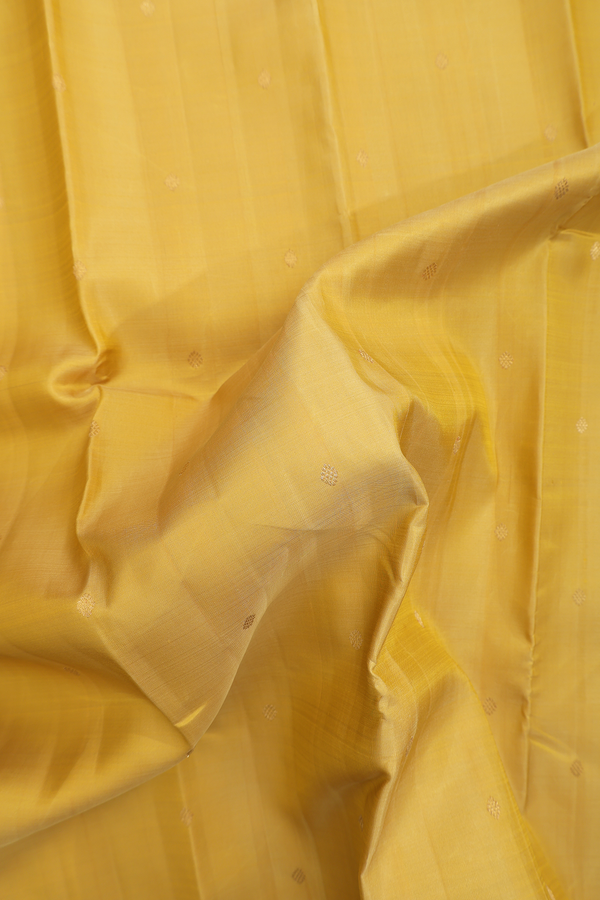 Kanchipuram Silk Saree In Yellow With Zari Buttis