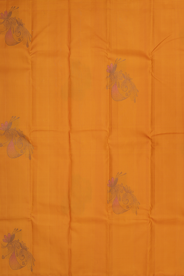 Kanchipuram Silk Saree In Yellow With Zari Design