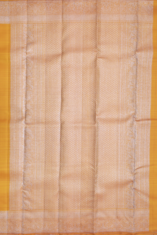 Kanchipuram Silk Saree In Yellow With Zari Motifs