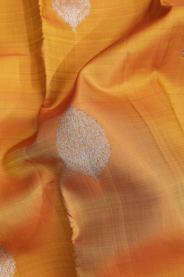 Kanchipuram Silk Saree In Yellow With Zari Motifs
