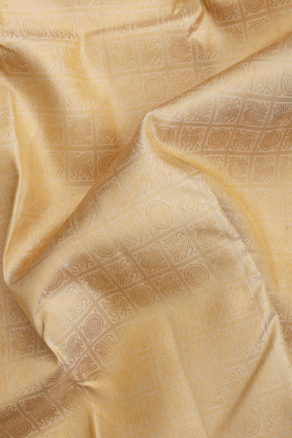 Kanchipuram Silk Saree In Yellowish Beige With Brocade Design