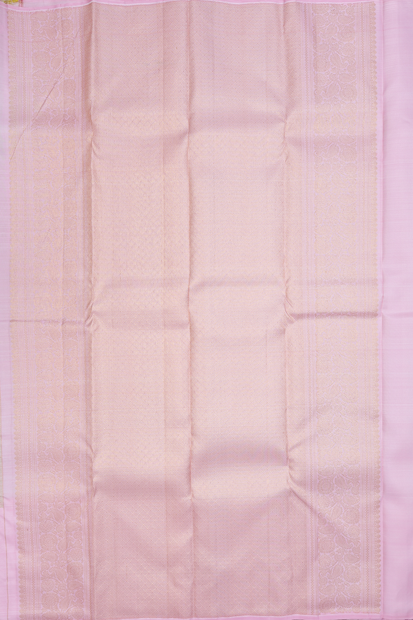 Kanchipuram Silk Saree In Yellowish Beige With Checks Design
