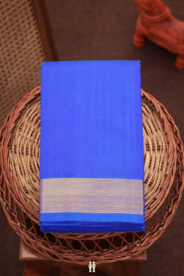 Kanchipuram Silk Saree Indigo Blue With Twill Weave Border