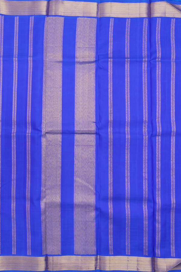 Kanchipuram Silk Saree Indigo Blue With Twill Weave Border