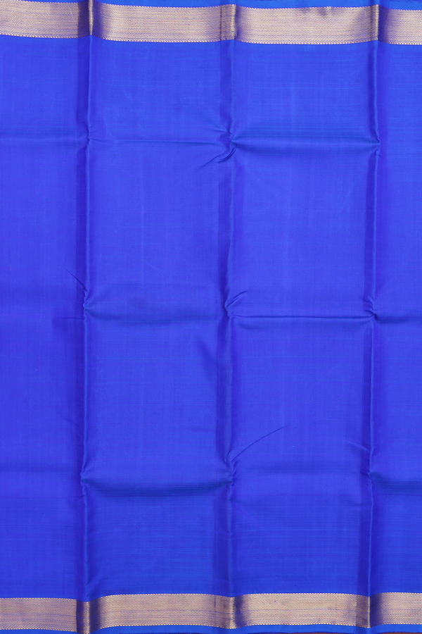 Kanchipuram Silk Saree Indigo Blue With Twill Weave Border