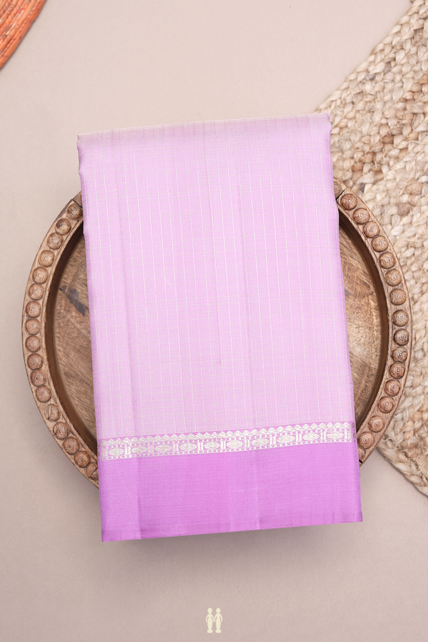 Kanchipuram Silk Saree In Lavender With Checks Design