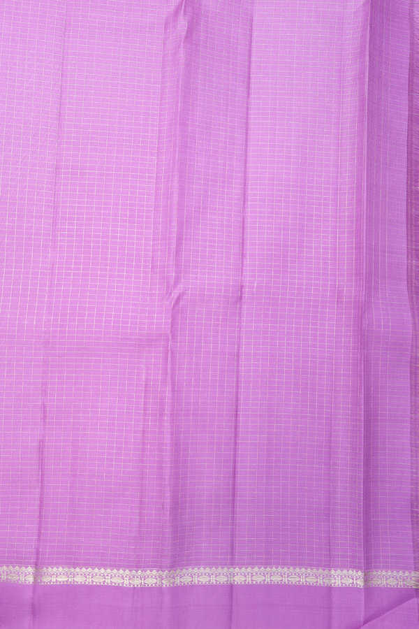 Kanchipuram Silk Saree In Lavender With Checks Design