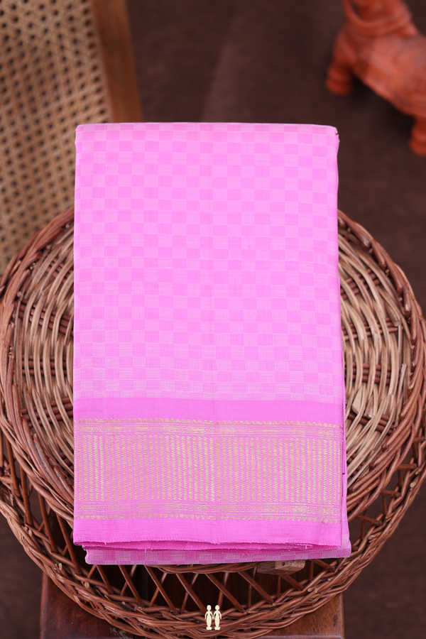 Kanchipuram Silk Saree Lotus Pink Paai Madippu Kattai Design