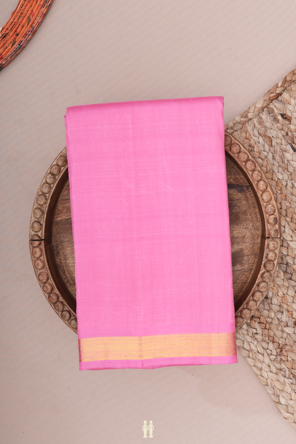 Kanchipuram Silk Saree In Lotus Pink With Zari Border
