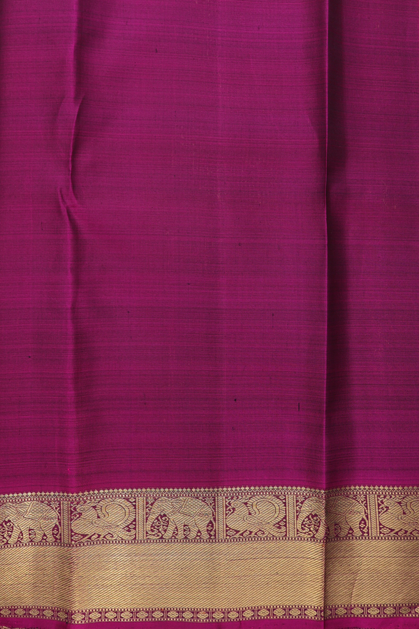 Kanchipuram Silk Saree Midnight Blue With Stripes Along Buttas