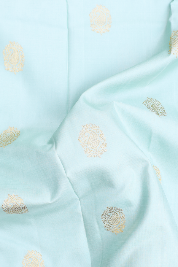 Kanchipuram Silk Saree Pastel Green With Zari Buttas