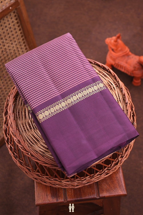 Kanchipuram Silk Saree Mulberry And Purple With Stripes Design