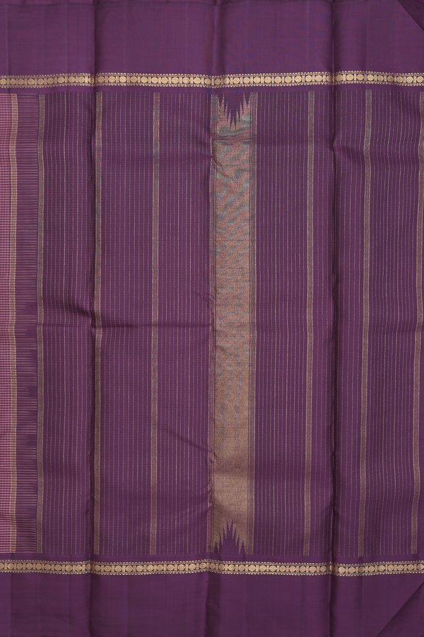 Kanchipuram Silk Saree Mulberry And Purple With Stripes Design