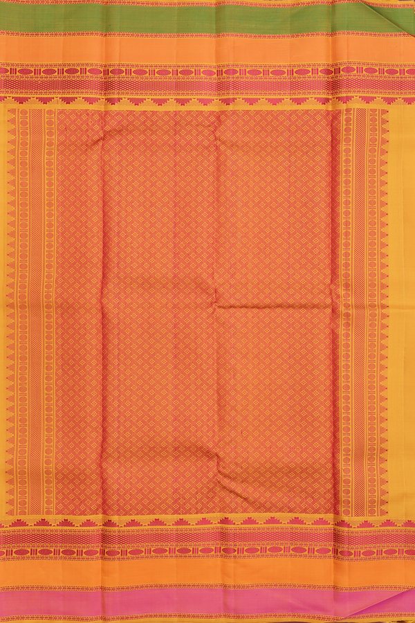 Kanchipuram Silk Saree Mustard Yellow With Threadwork Buttas