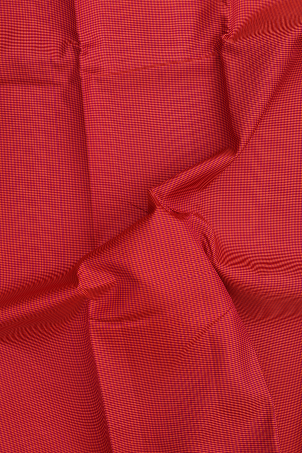 Kanchipuram Silk Saree Orange And Magenta With Checks Design