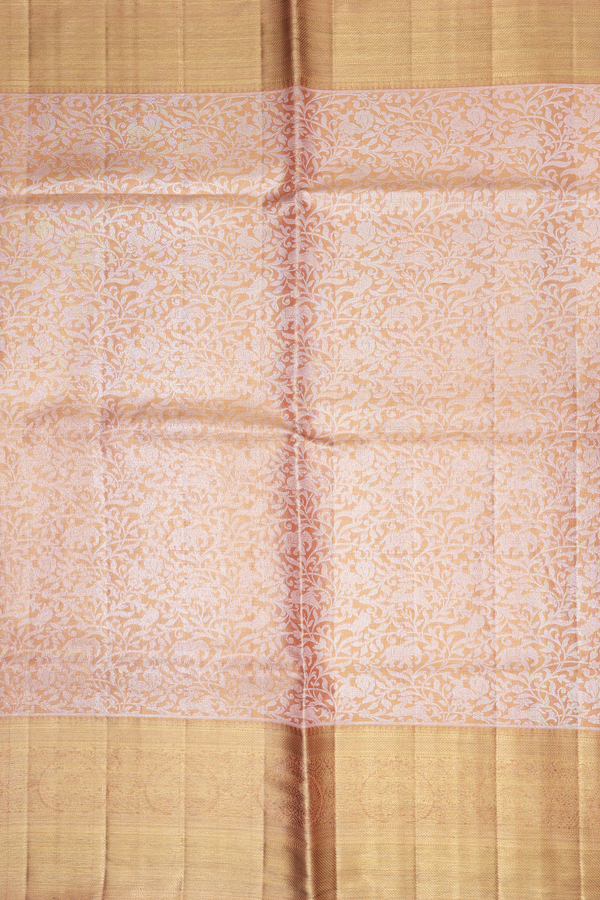 Kanchipuram Silk Saree Orange Tissue With Vanasingaram Design