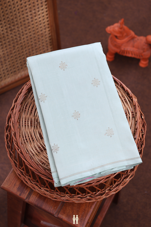 Kanchipuram Silk Saree Pale Green With Zari Buttas