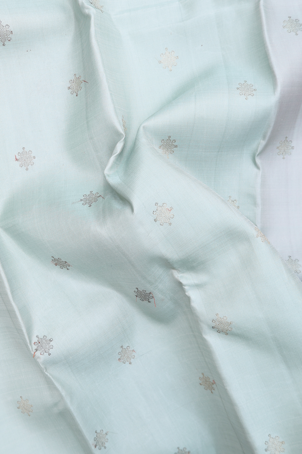Kanchipuram Silk Saree Pale Green With Zari Buttas