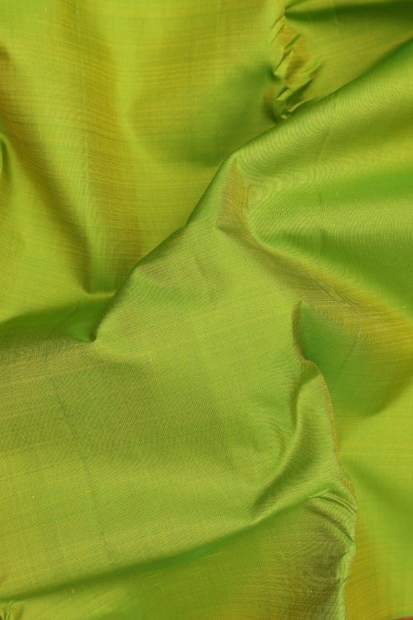 Kanchipuram Silk Saree Parrot Green With Rettai Pettu Border