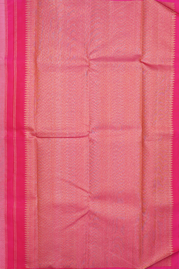 Kanchipuram Silk Saree Pastel Brown With Half And Half Design