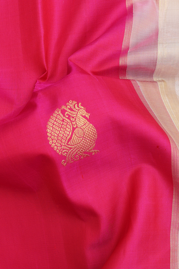 Kanchipuram Silk Saree Pastel Brown With Half And Half Design
