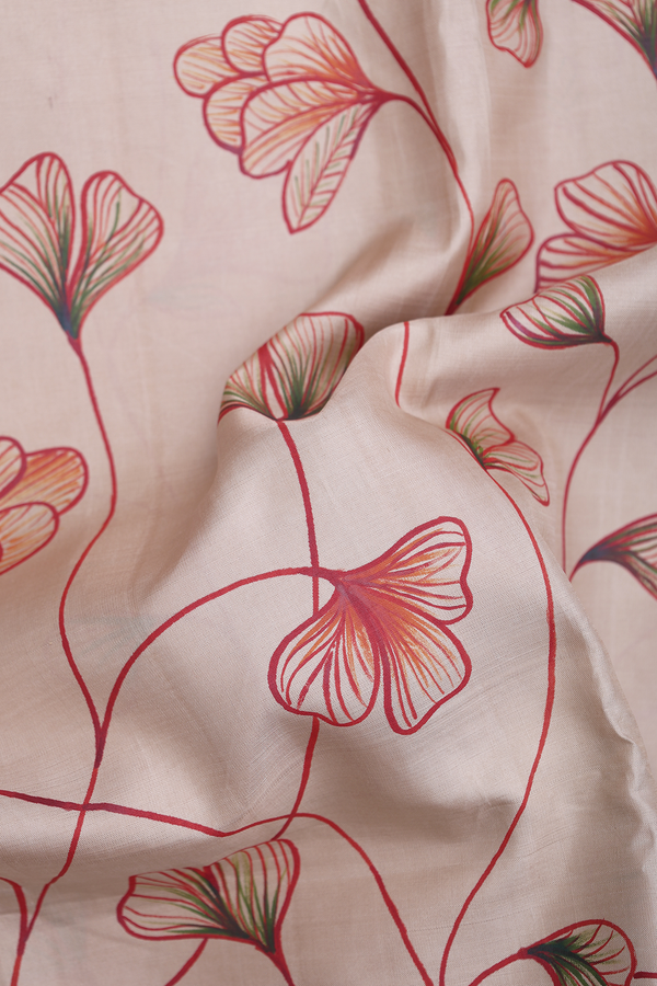 Kanchipuram Silk Saree Pastel Brown With Hand Painted Design