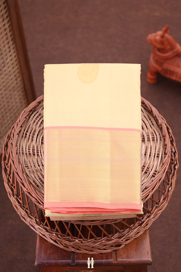 Kanchipuram Silk Saree Pastel Brown With Paisley Motifs