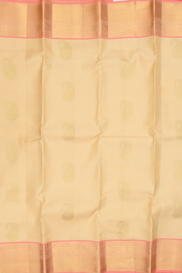 Kanchipuram Silk Saree Pastel Brown With Paisley Motifs