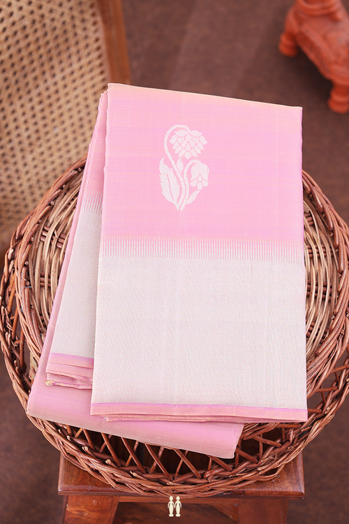 Kanchipuram Silk Saree Pastel Pink With Floral Motifs