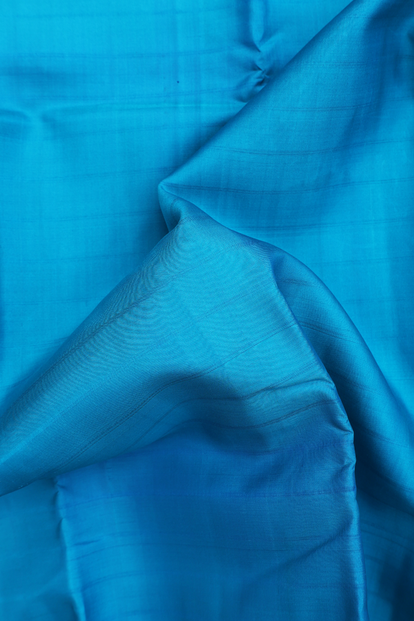 Kanchipuram Silk Saree Peacock Blue With Self Stripes Design
