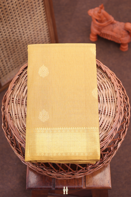 Kanchipuram Silk Saree Peanut Brown Along Checks With Buttas
