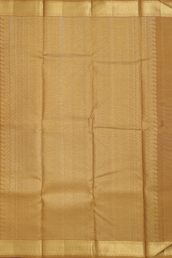 Kanchipuram Silk Saree Peanut Brown Along Checks With Buttas