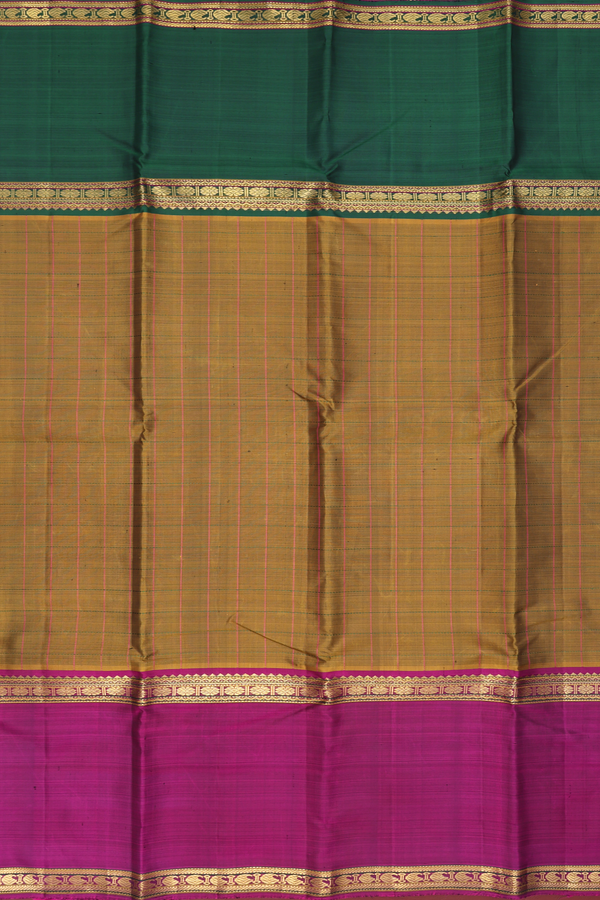 Kanchipuram Silk Saree In Peanut Brown With Checks Design
