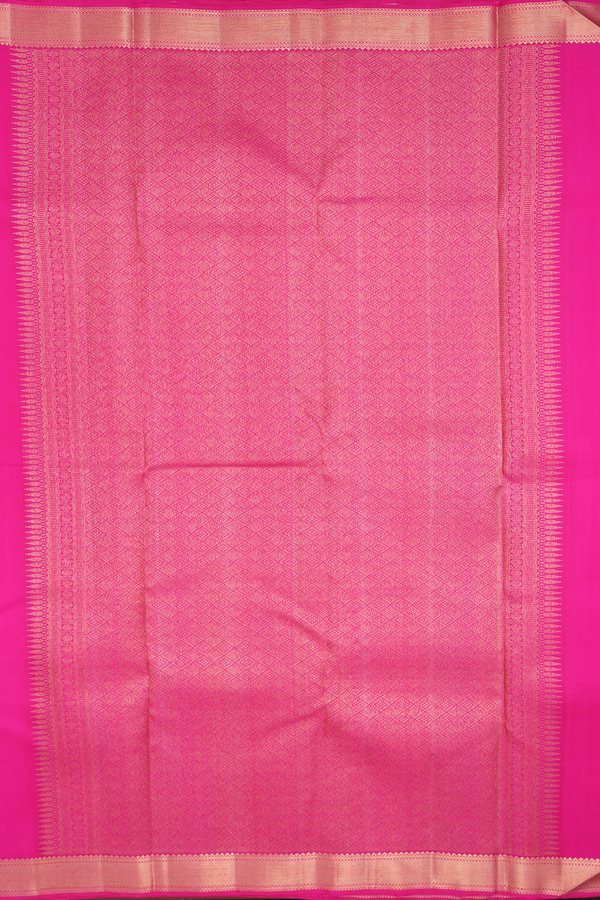 Kanchipuram Silk Saree In Coral Pink With Jacquard Pattern