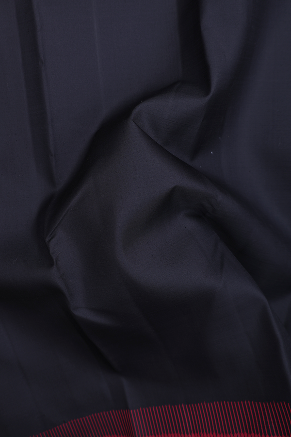 Kanchipuram Silk Saree Plain Black With Seppu Rekku Border