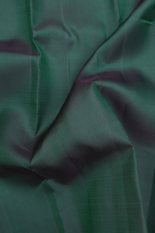 Kanchipuram Silk Saree Plain Dark Green With Paisley Border