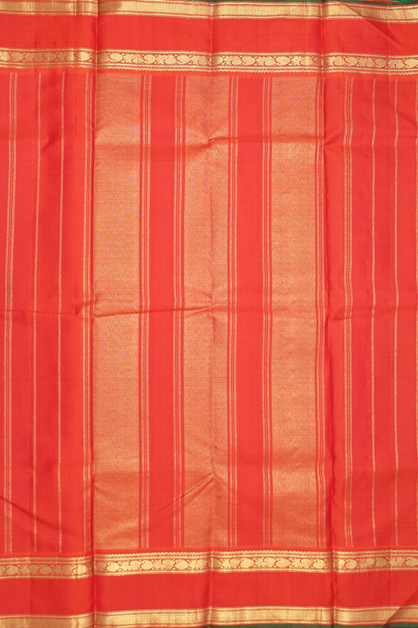 Kanchipuram Silk Saree Plain Lime Green With Contrast Border