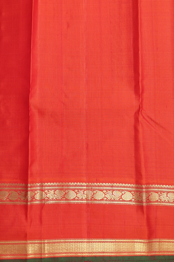 Kanchipuram Silk Saree Plain Lime Green With Contrast Border