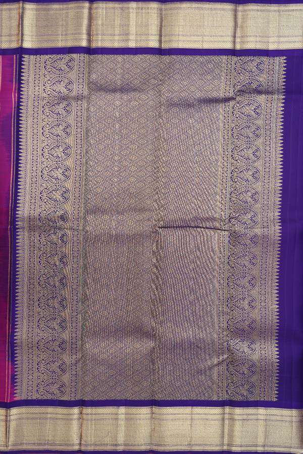 Kanchipuram Silk Saree Plain Rani Pink With Contrast Border