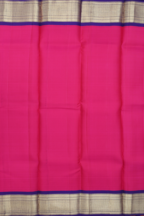Kanchipuram Silk Saree Plain Rani Pink With Contrast Border