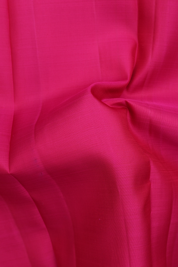 Kanchipuram Silk Saree Plain Rani Pink With Contrast Border